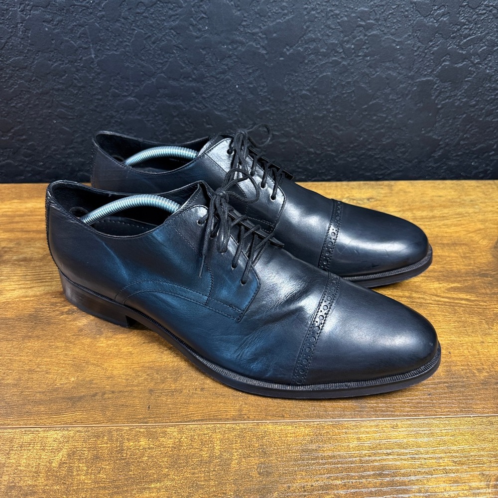 Cole Haan Grand.OS C23688 Black Leather Cap Toe Derby Dress Shoes Mens 11.5 M